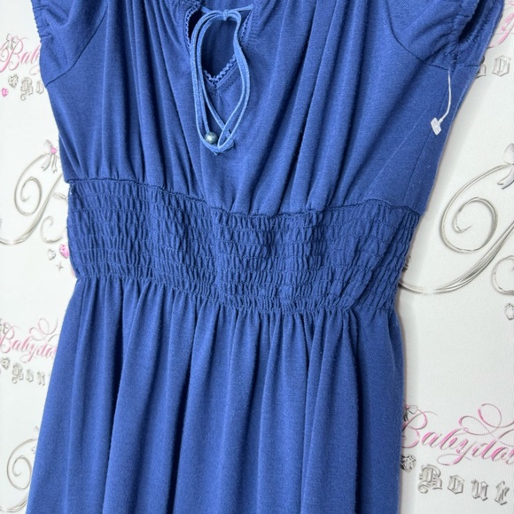 Pretty good dress milkmaid ruffle frilly bottom puff sleeves navy blue cute y2k - Picture 3 of 12